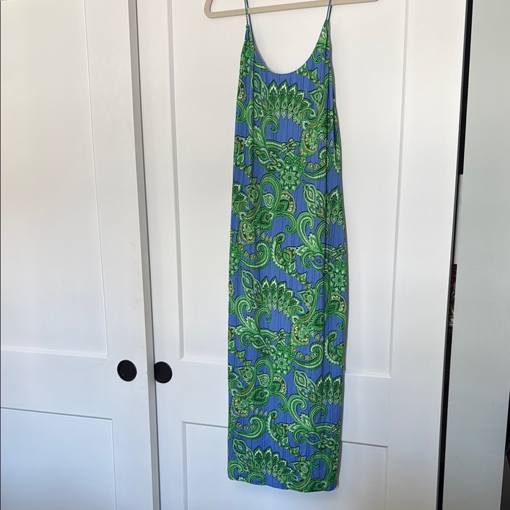 Alice + Olivia Blue and Green Sleeveless Maxi Dress